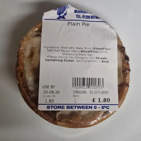 John Dawsons Butchers Plain Pie