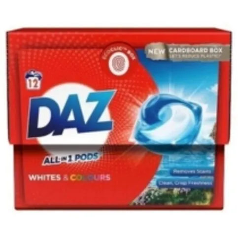 DAZ All-in-1 PODs Washing Liquid Capsules, 12 Washes, Whites & Colours