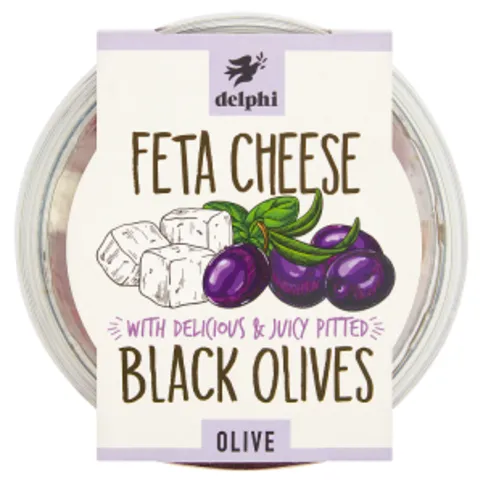 Delphi Feta Cheese with Delicious & Juicy Pitteds Black Olives 160g