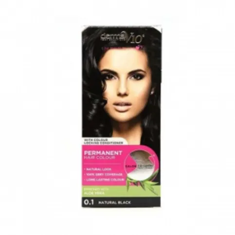 Derma V10 Salon Fashion Permanent Hair Colour 0.1 Natural Black