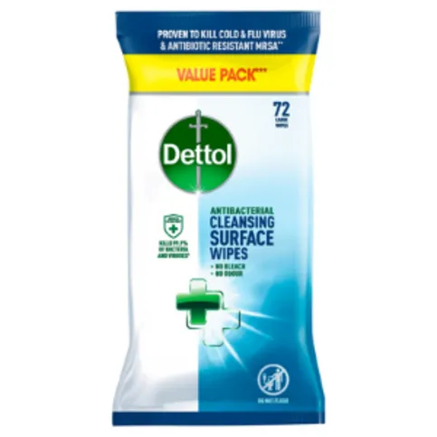 Dettol Antibacterial Cleansing Surface Wipes 72 Large Wipes