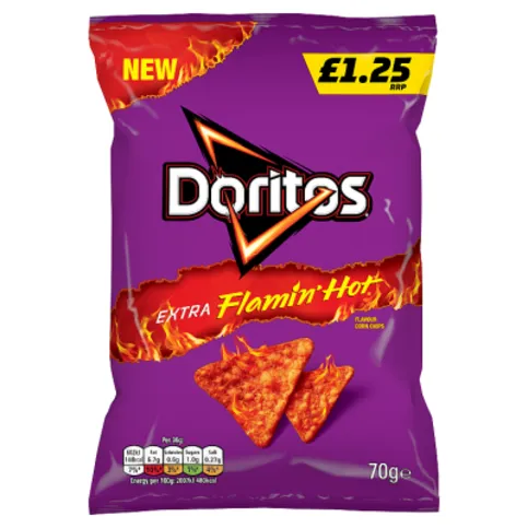 Doritos Extra Flamin' Hot Sharing Bag Crisps 70g