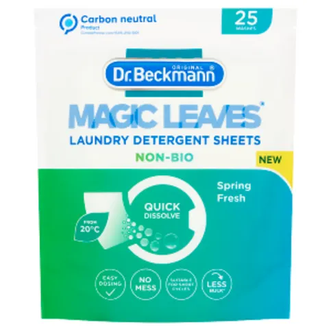 Dr. Beckmann Magic Leaves Laundry Detergent Sheets Non-Bio Spring Fresh 25 Washes 100g