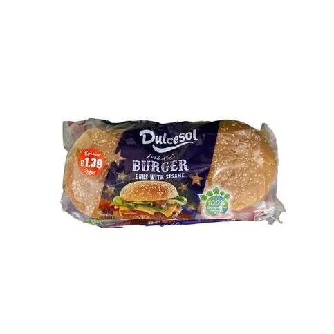 Dulcesol Mega Burger Buns with Sesame 4 Pack