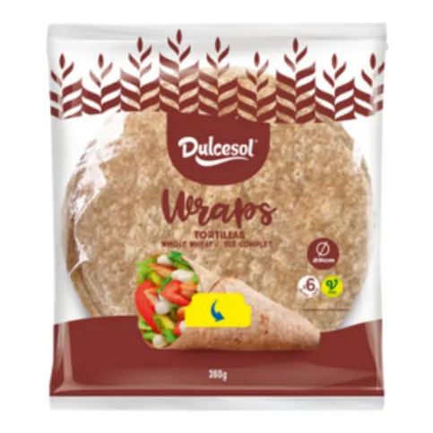 Dulcesol Tortilla Whole Wheat Wraps 25cm x 360g