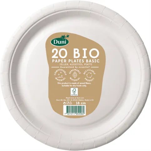 DUNI 20 BIO 18cm WHITE PAPER PLATES