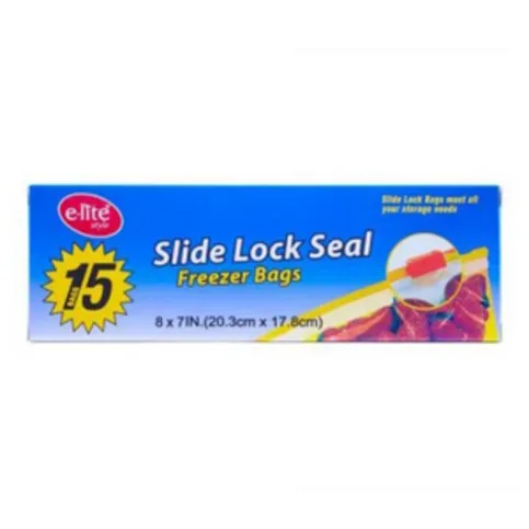 E-lite Style Slide Lock Seal Food Bags 15 Pack