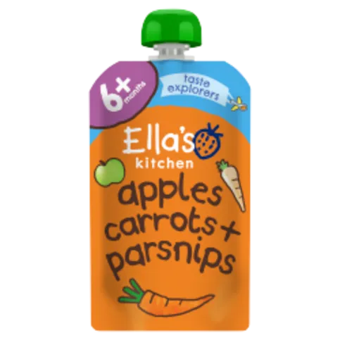 ELLAS KITCHEN APPLES, CARROTS & PARSNIPS POUCH 4+ MONTHS 120G