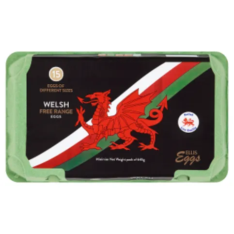Ellis Eggs Welsh Free Range Eggs Mixed Weight 15 Pack