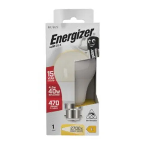 ENERGIZER LED GLS 470LM B22 WARM WHITE BOXED BC/B22