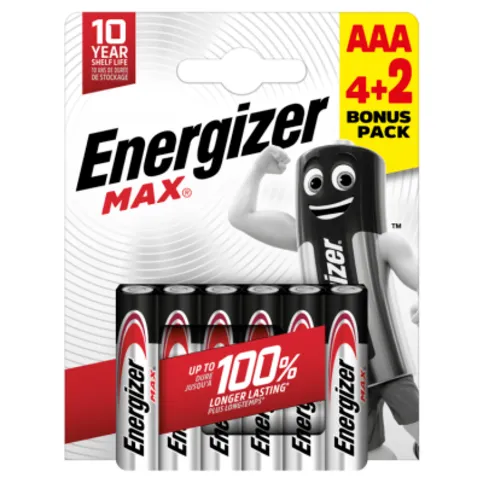 Energizer Max AAA Batteries, Alkaline, 6 Pack