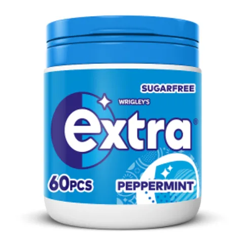 Extra Peppermint Chewing Gum Sugar Free Bottle 60 Pieces