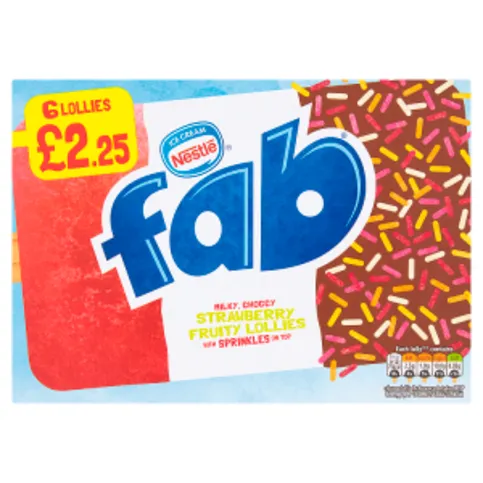 Fab Strawberry Fruity Lollies 6 x 58ml