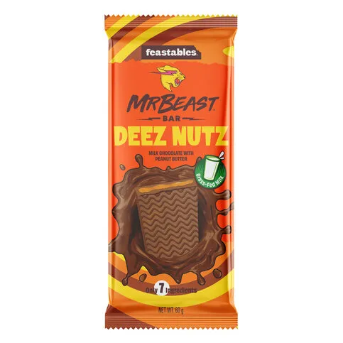 Feastables By Mr Beast DeezNutz Peanut Butter Milk Chocolate Bar 60g