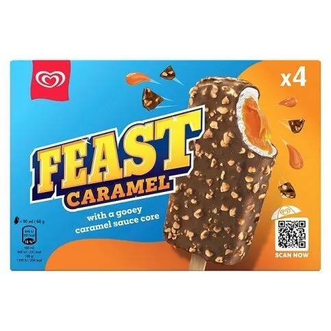 Feast Caramel Ice Cream Sticks 4 x 90ml