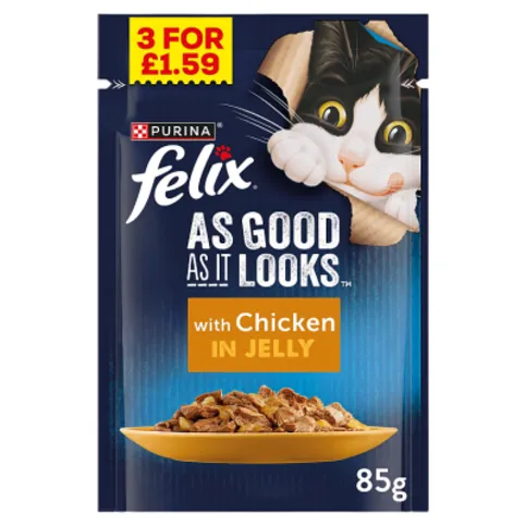 Felix As Good As it Looks Chicken in Jelly Wet Cat Food 85g