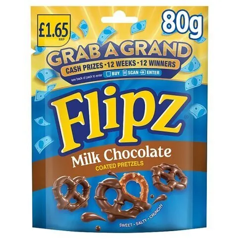 Flipz Milk Chocolate Pretzels £1.65 80g