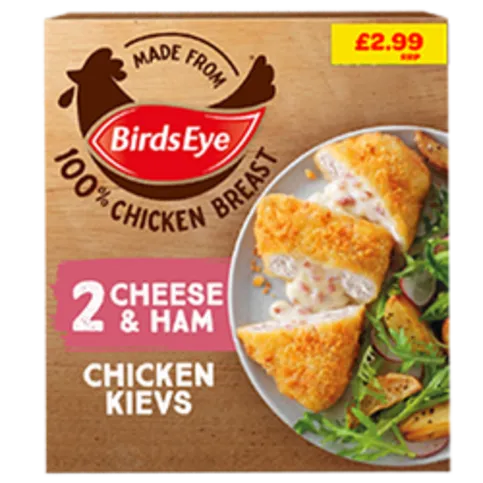 FROZEN: BIRDS EYE CHEESE & HAM CHICKEN KIEV PM£2.99 204G