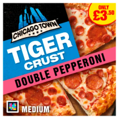 FROZEN: CHICAGO TOWN TIGER CRUST DOUBLE PEPPERONI PIZZA PM£3.50 320G