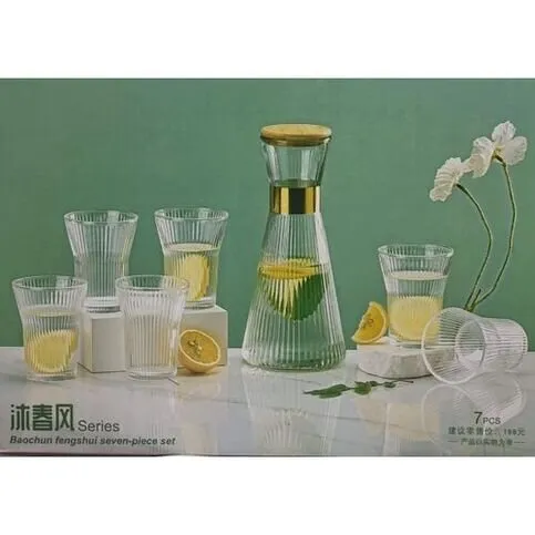 Generic 7-Pcs/Set Glass Pitcher With 6 Tumbler Cups