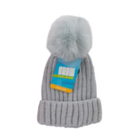 Chenille Girls Faux Pom Pom Winter Hat Assorted Colours