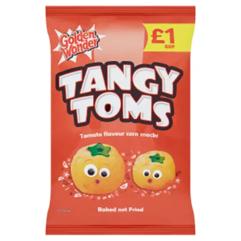 Golden Wonder Tangy Toms Tomato Flavour Corn Snacks 90g