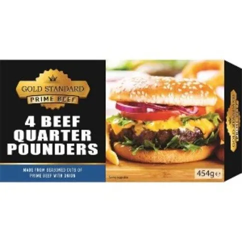 Gold Standard 4pk Quater Pound Beef Burgers