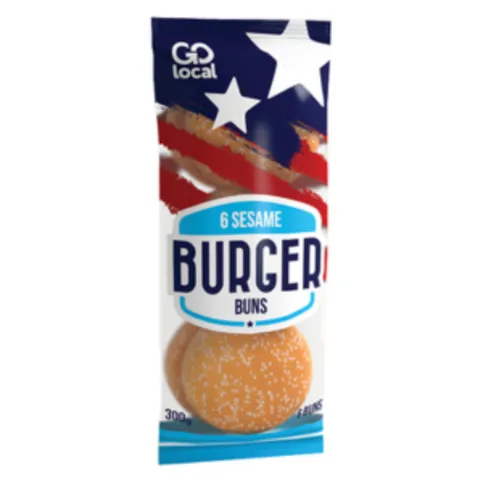 Go Local Sesame Burger Buns 6 Pack