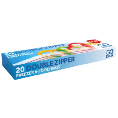 Go Local Double Zipper Freezer & Food Bags 20 Pack