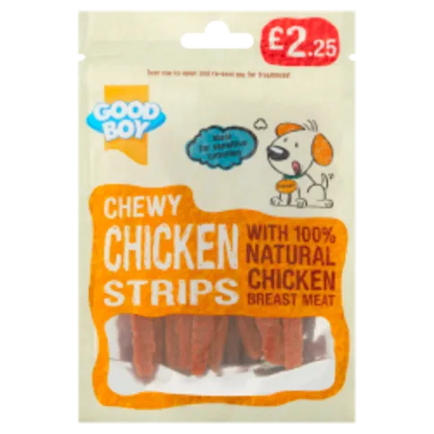 GOOD BOY CHEWY CHICKEN STRIPS PM£2.25 70G