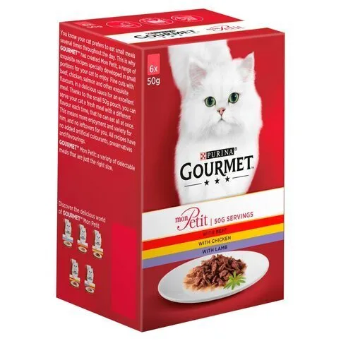 Gourmet Mon Petit Meat Cat Food Pouches 6x50g