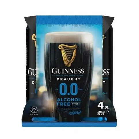Guinness Draught 0.0% Non-Alcoholic Beer 4 x 440ml