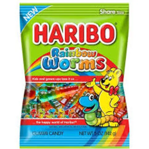 HARIBO RAINBOW WORMS PEG BAG 142G USA
