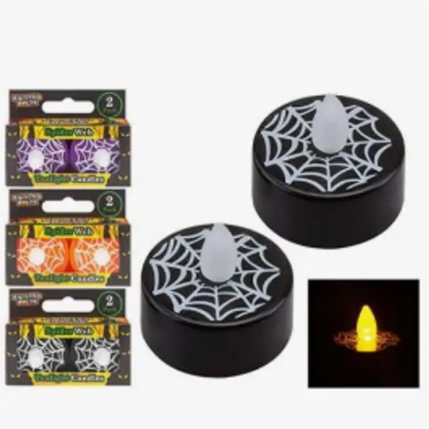 Haunted House Spiders Web Tealight Candles 2Pk EACH