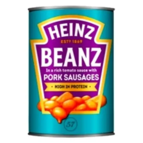 Heinz Beanz in a Rich Tomato Sauce with Pork Sausages 415g