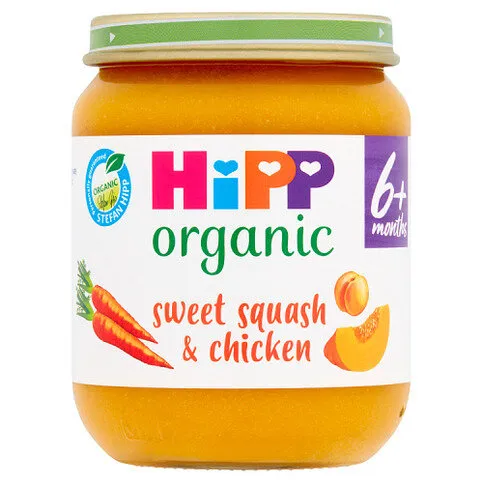HiPP Organic Sweet Squash & Chicken Baby Food Jar 6+ Months 125g