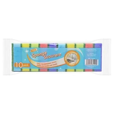 HOMEWARE ESSENTIALS SPONGE SCOURER 10PK