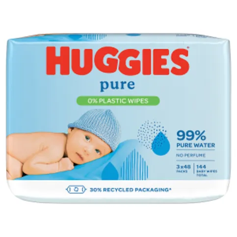 Huggies® Pure 0% Plastic Baby Wipes - 3 Pack Consumer Case (3 x 48 Wipes)