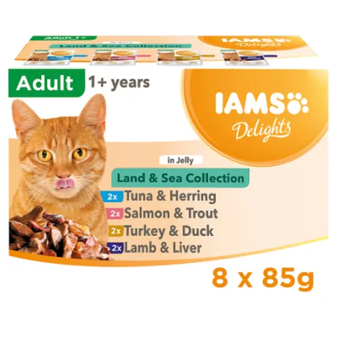 IAMS ADULT CAT LAND & SEA JELLY 8X85G