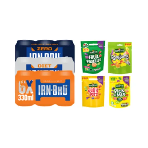 Irn Bru 6x330ml + Rowntree Sweets