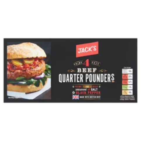 Jacks Beef Quarter Pounders 4 Pack 454g