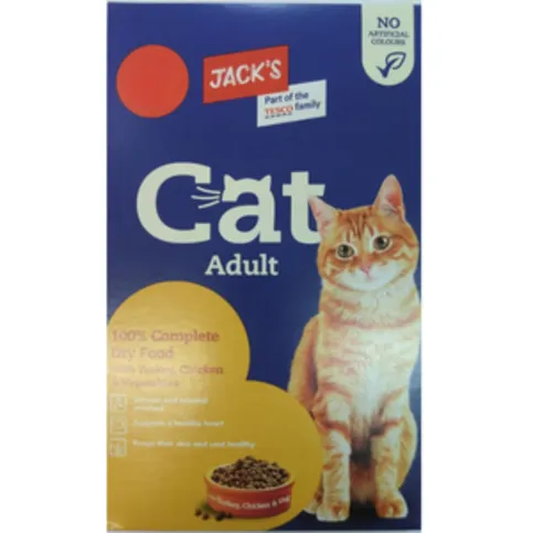 Jack's Cat Adult 100% Complete Dry Food with Turkey, Chicken & Vegetables 425g