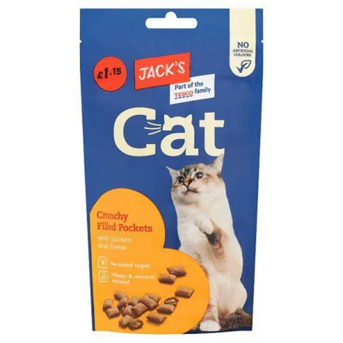Jacks Cat Crunchy Filled Pockets with Chicken & Cheese 60g