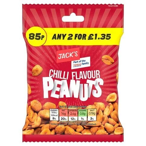 Jacks Chilli Peanuts 85p 55g