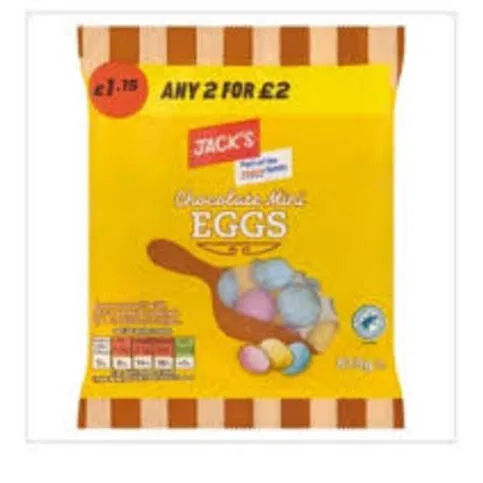 Jacks chocolate mini eggs bag 87.5