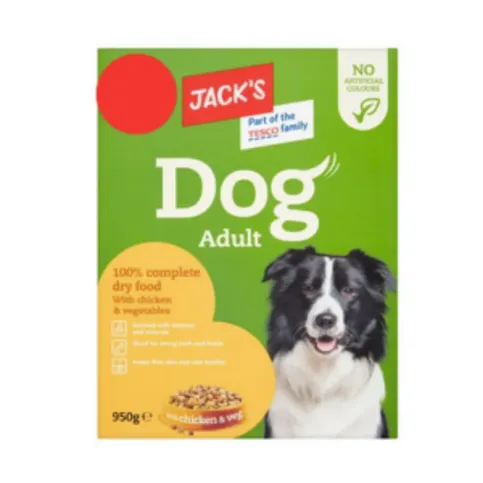 Jack's Dog Adult 100% Complete Dry Food with Chicken & Vegetables 950g