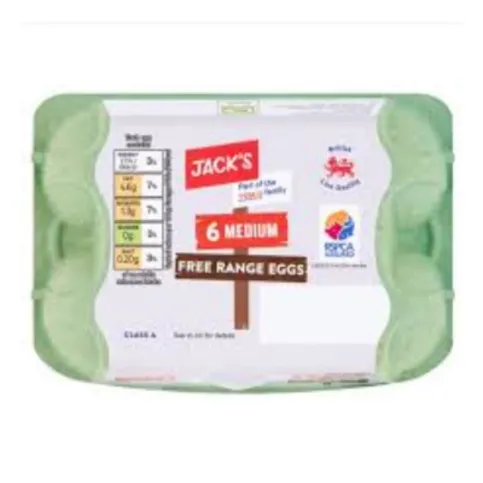Jacks Free Range Medium Eggs 6 Pk