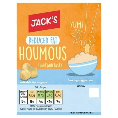 Jack's Reduced Fat Houmous Dip 200g
