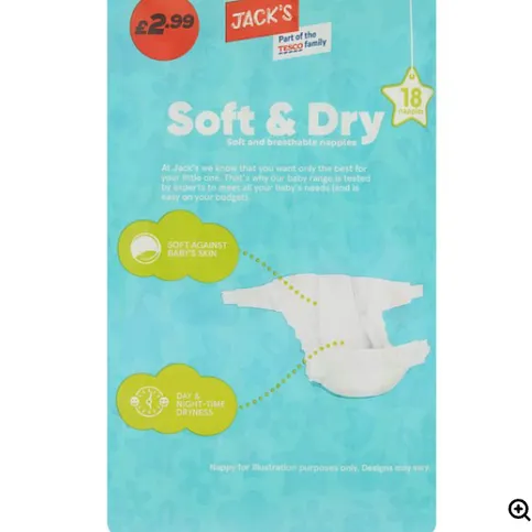 Jack's Soft & Dry Size 3 18 Nappies
