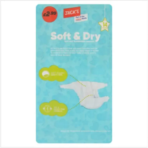 Jack's Soft & Dry Size 5 14 Nappies 